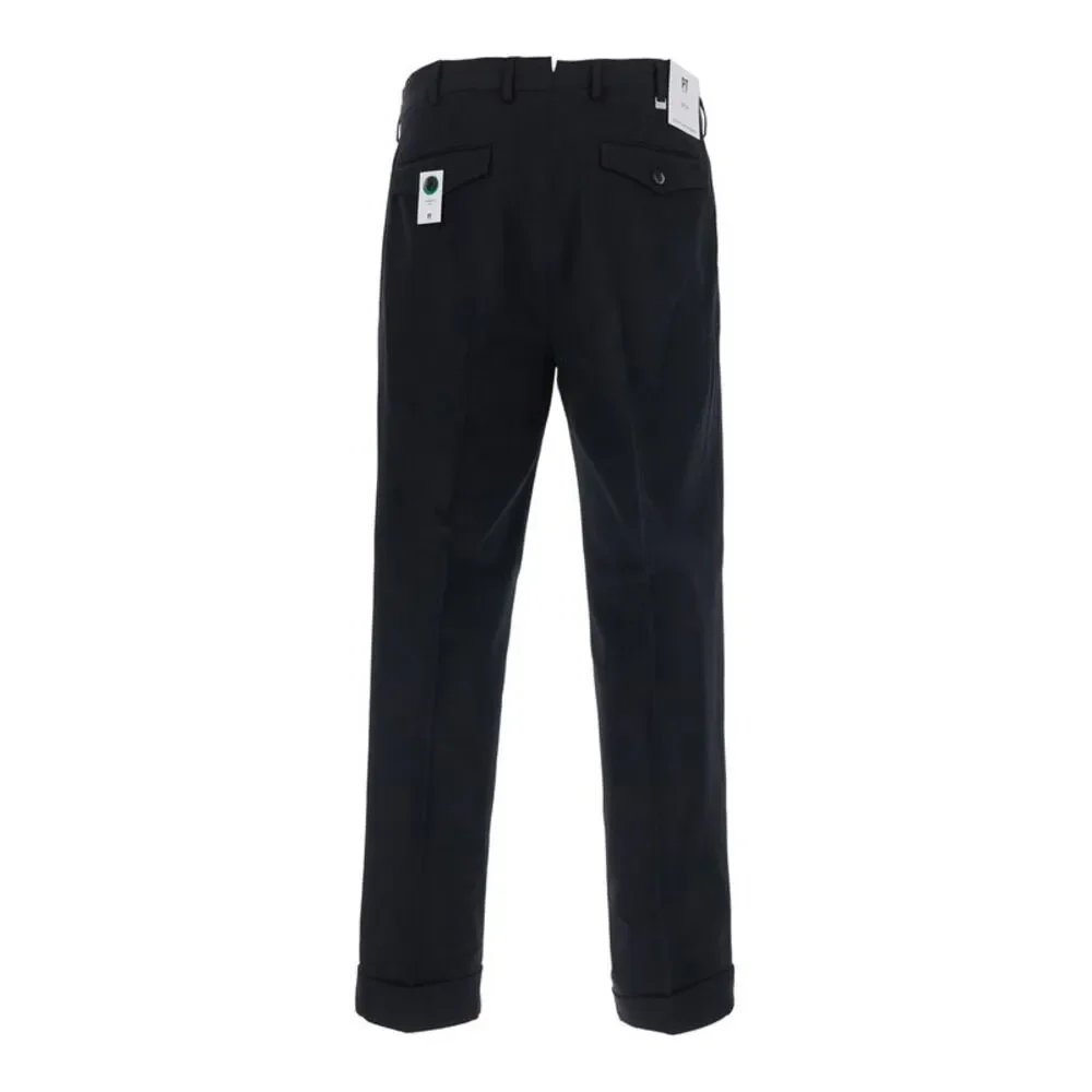 Pt Torino Men Carrot 2 Pleat Pants With Two Pleats In Black Tech Fabric For Men